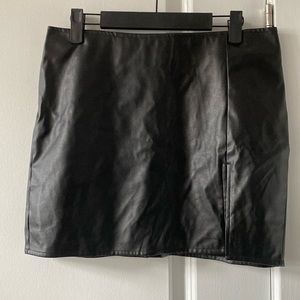 Fashion Nova Faux Leather Mini Skirt with Slit